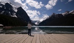 Me looking out upon Lake Louise on sunny day